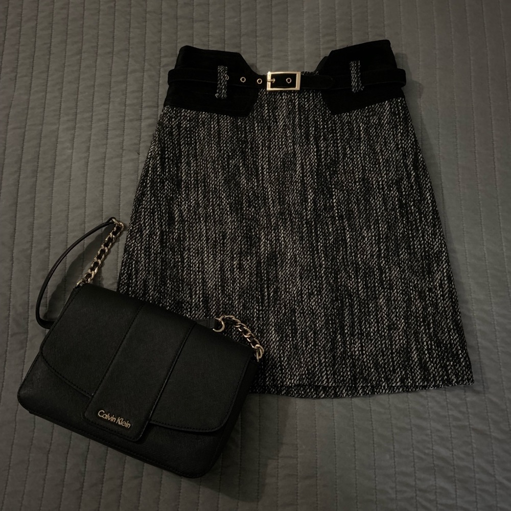 Milly Wool and Suede pencil skirt